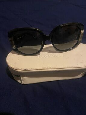 Lacoste Women's Black Oversized Frame Sunglasses with Dark Lenses